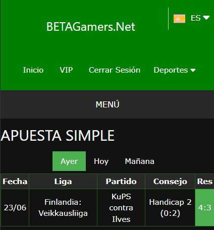 boleto de apuesta vip ganada